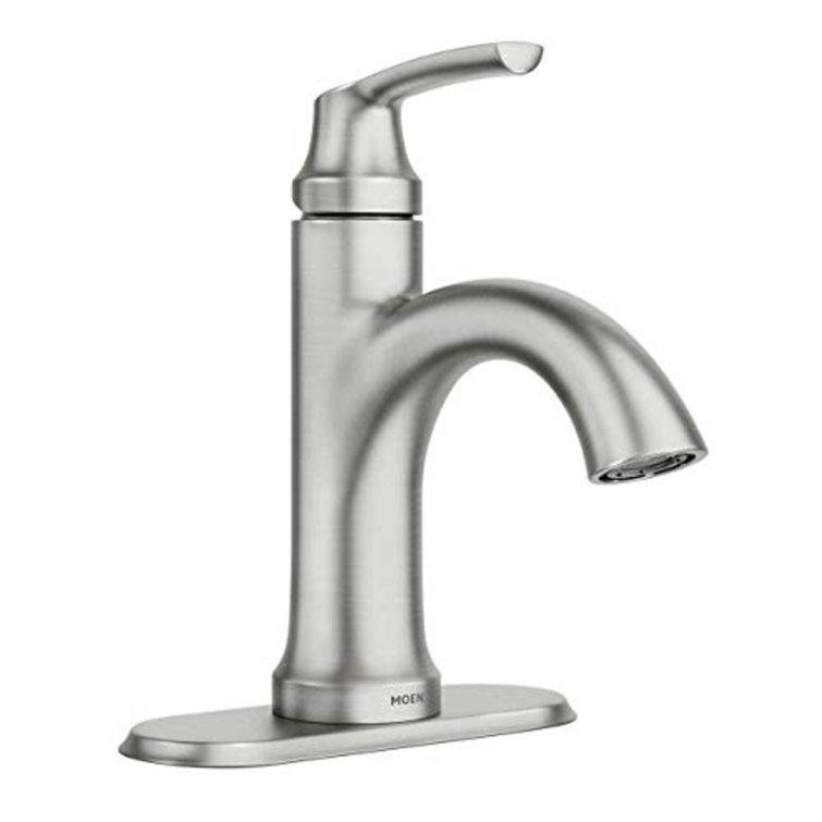 Elegant Wellton High Arc Brushed Nickel Single-Handle Bathroom Faucet