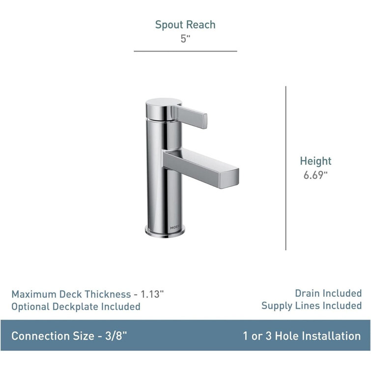 Beric Chrome Modern Single Handle Bathroom Faucet