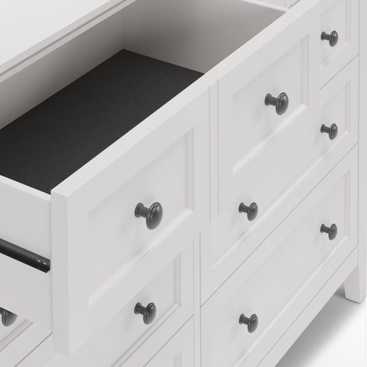 White Solid Wood Double Dresser with Felt Lined Drawers
