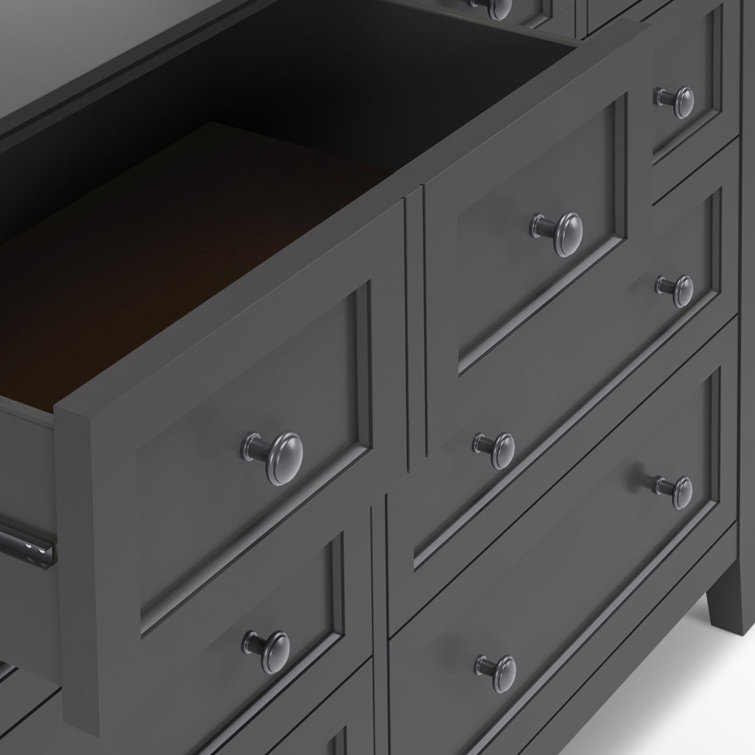 Black Double Dresser with Soft Close and Felt Lined Drawers