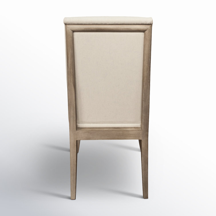 Ivory Upholstered Parsons Side Chair with Natural Wood Legs