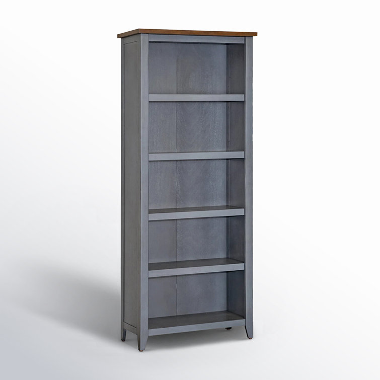 Transitional Blue/Brown Adjustable Wood Bookcase 30"W x 72"H