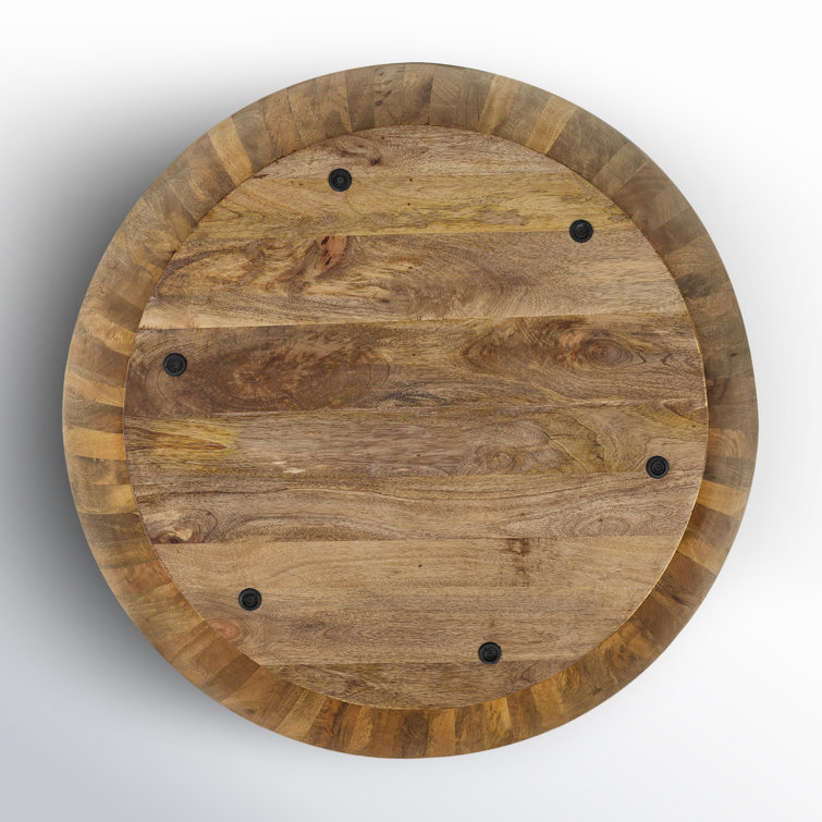 Natural Mango Wood Round Drum Coffee Table