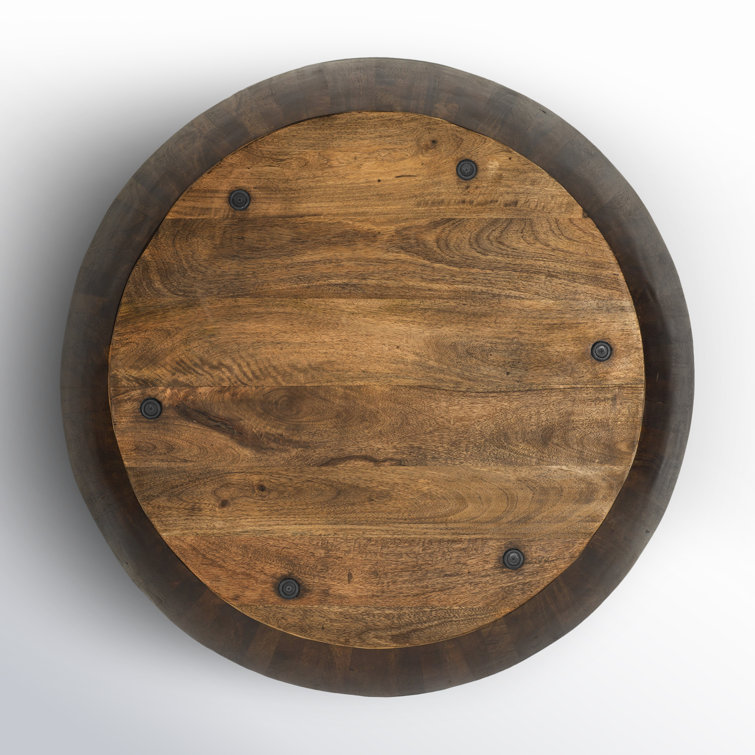Vivenne Round Walnut Mango Wood Drum Coffee Table