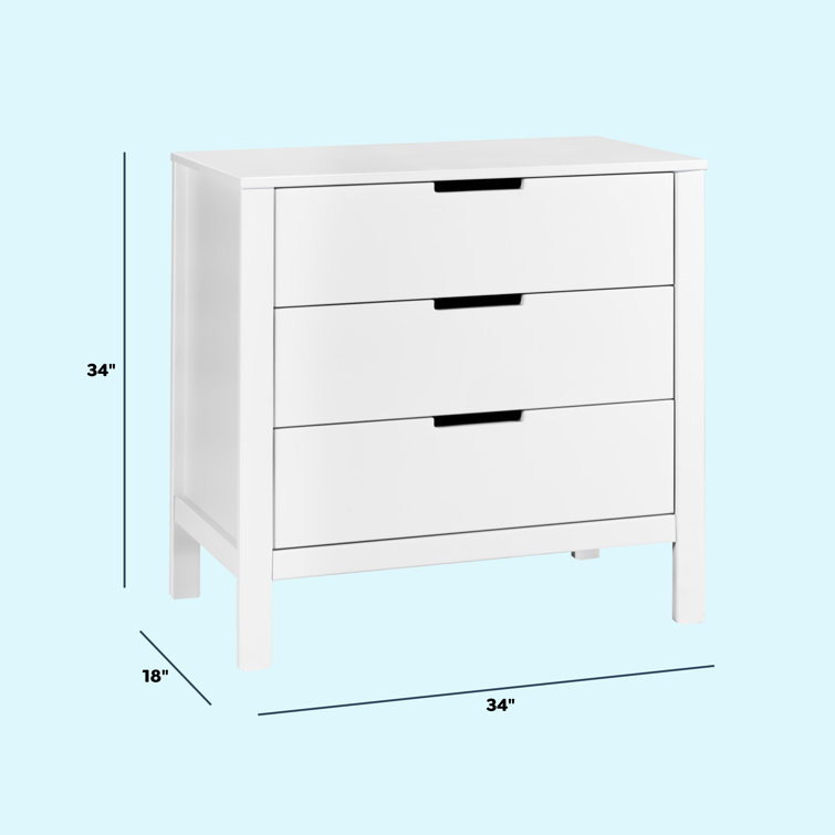 Colby Modern White 3-Drawer Nursery Dresser with Soft Close