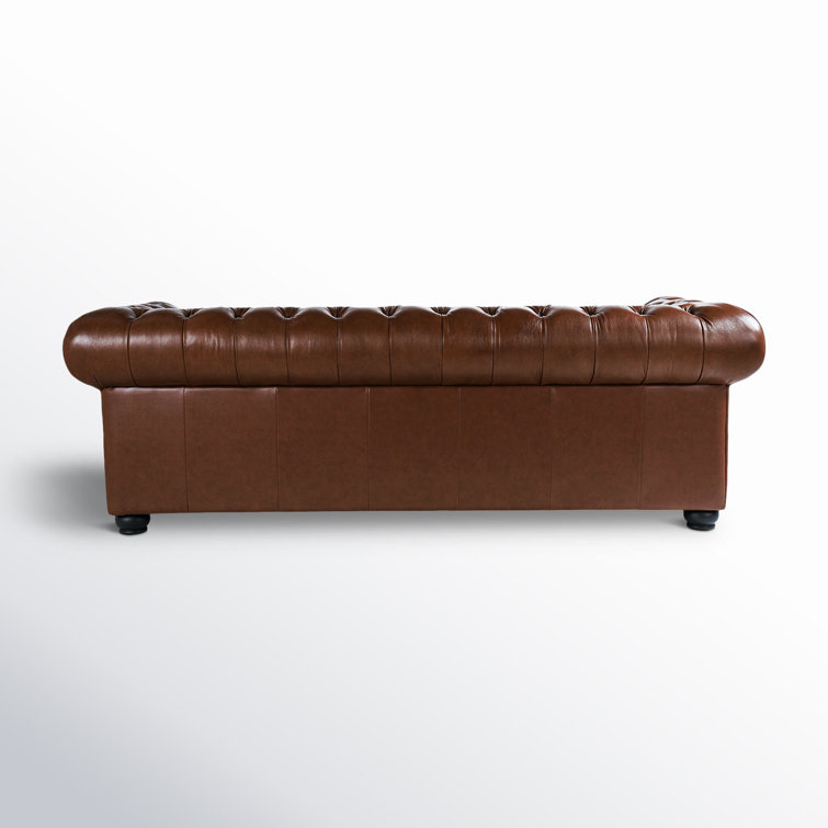 Cobblestone Camel 95'' Rolled Arm Chesterfield Sofa with Nailhead Details