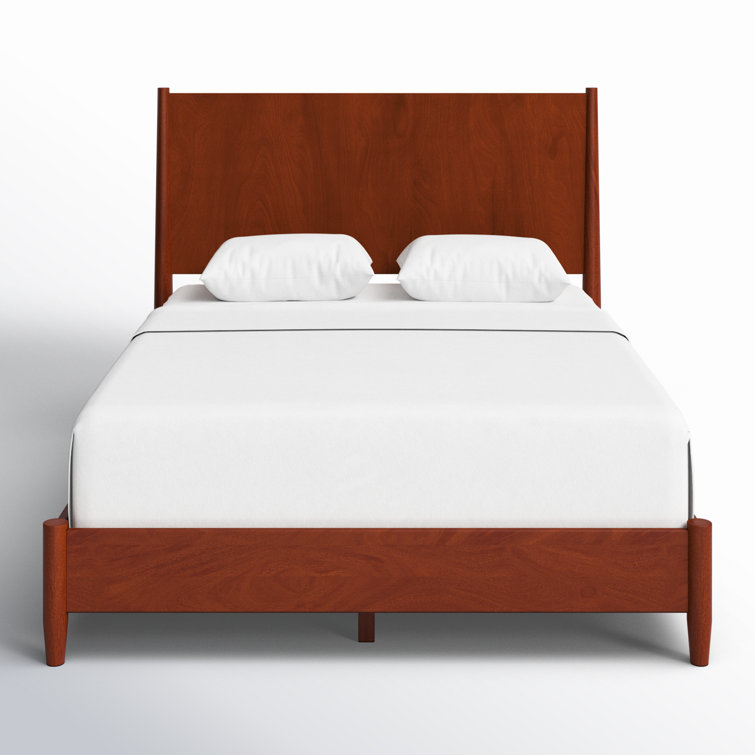 Mid-Century Acorn Full Platform Bed with Headboard and Drawer