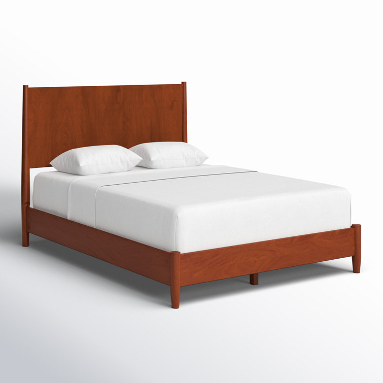 Mid-Century Acorn Full Platform Bed with Headboard and Drawer