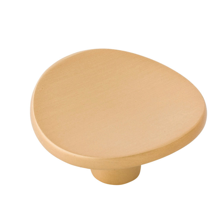 Brushed Golden Brass Round Knob with Mounting Hardware