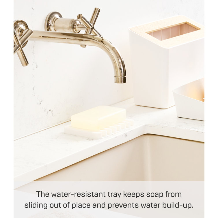 White Self-Draining Silicone Soap Tray