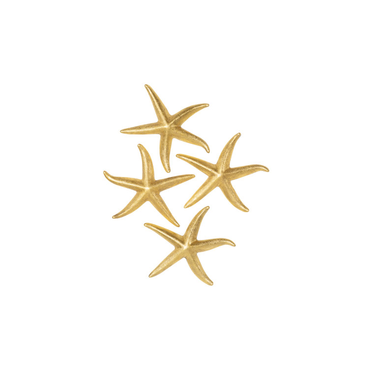 Medium Gold and Silver Resin Starfish Wall Décor Set