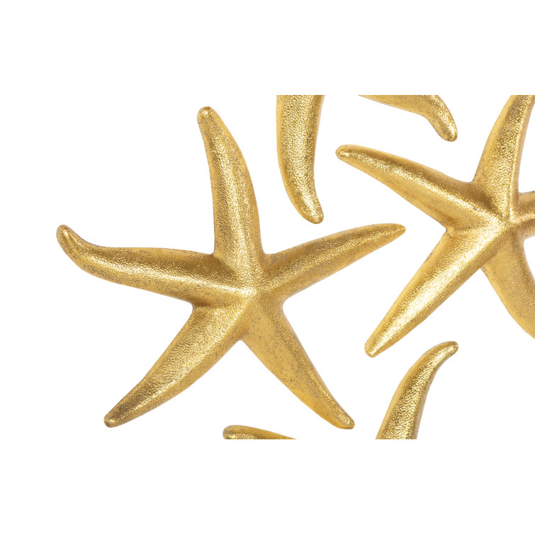 Medium Gold and Silver Resin Starfish Wall Décor Set