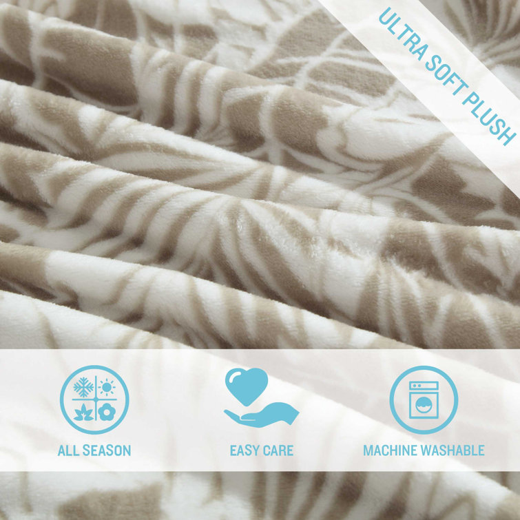 Costa Blanca Beige Twin Reversible Fleece Blanket