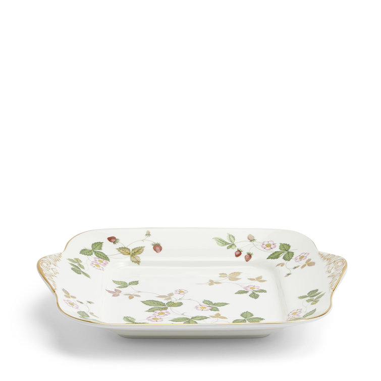 Wild Strawberry Floral Porcelain Square Cake Plate