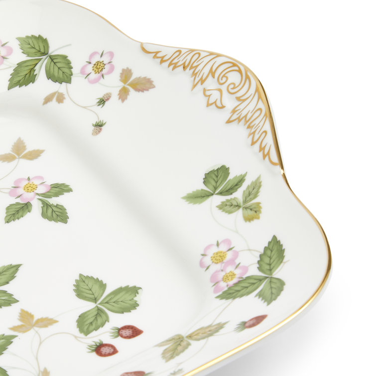 Wild Strawberry Floral Porcelain Square Cake Plate