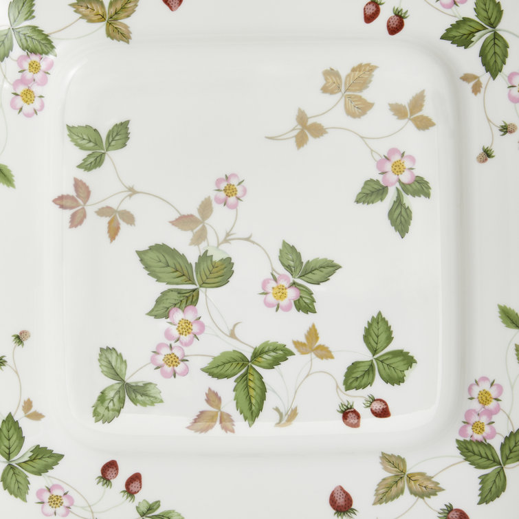 Wild Strawberry Floral Porcelain Square Cake Plate