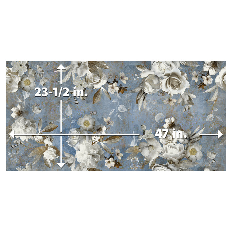 Parete Setoso Large Blue and White Glazed Porcelain Floral Tile
