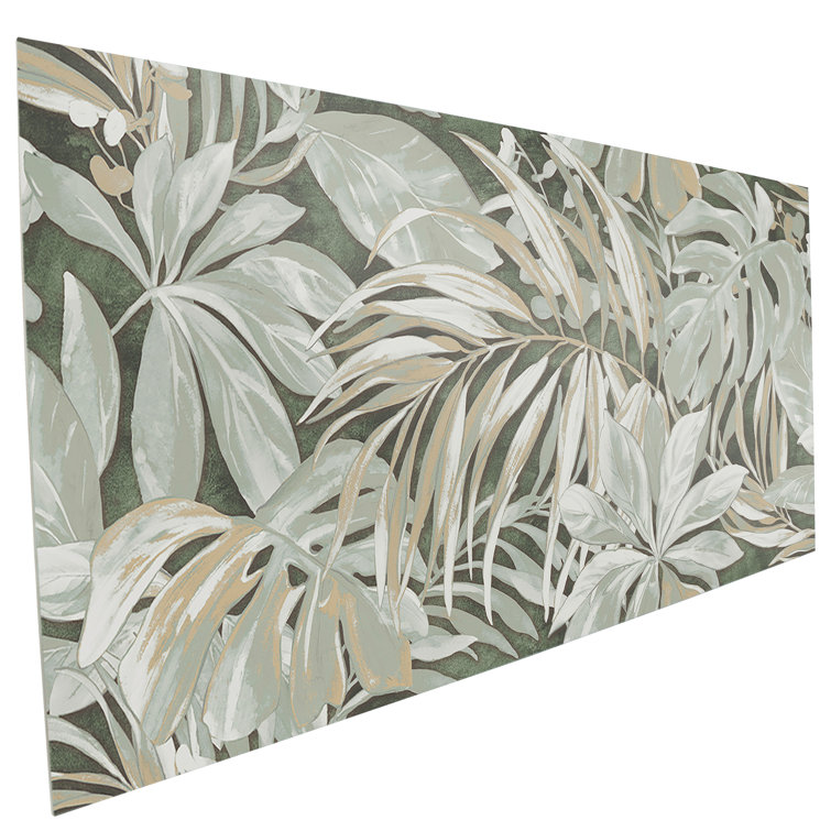 Parete Tropici Large Green Glazed Porcelain Floral Wall Tile