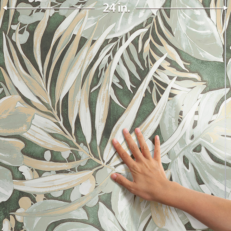 Parete Tropici Large Green Glazed Porcelain Floral Wall Tile
