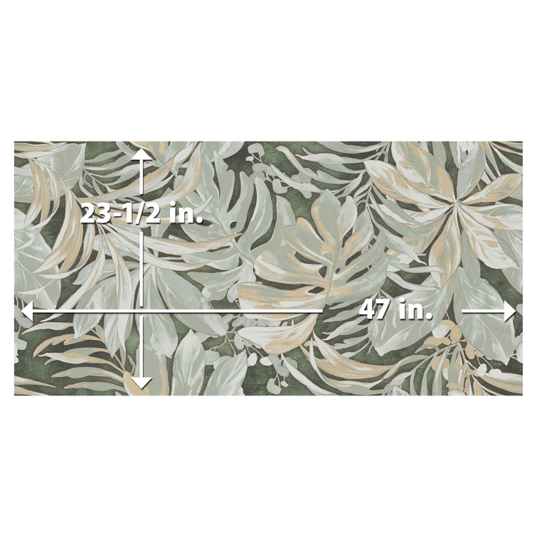 Parete Tropici Large Green Glazed Porcelain Floral Wall Tile