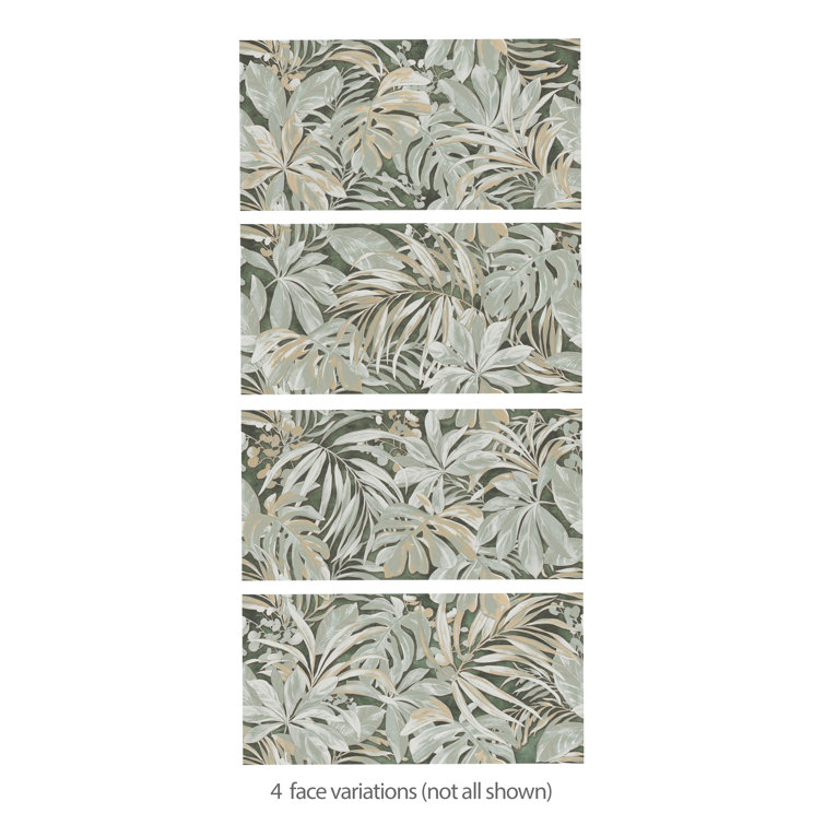 Parete Tropici Large Green Glazed Porcelain Floral Wall Tile
