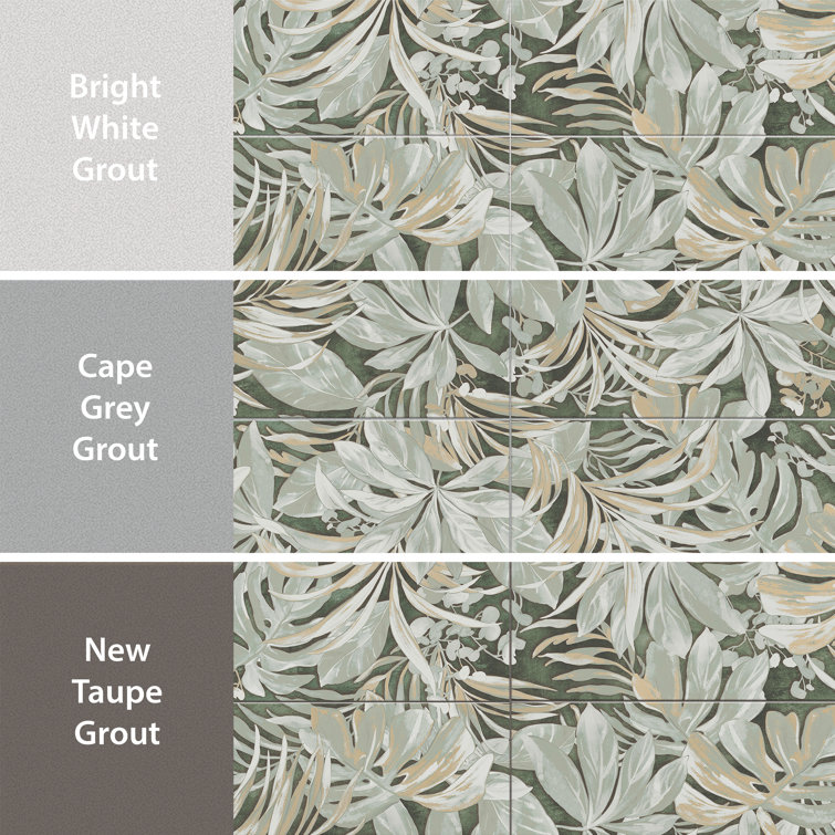 Parete Tropici Large Green Glazed Porcelain Floral Wall Tile
