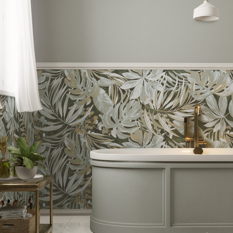 Parete Tropici Large Green Glazed Porcelain Floral Wall Tile