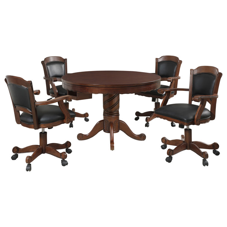Tobacco and Black 48" Wood and Felt Game Table Set