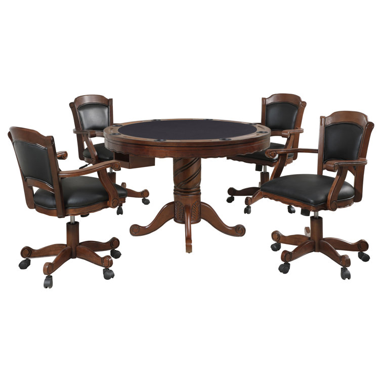 Tobacco and Black 48" Wood and Felt Game Table Set