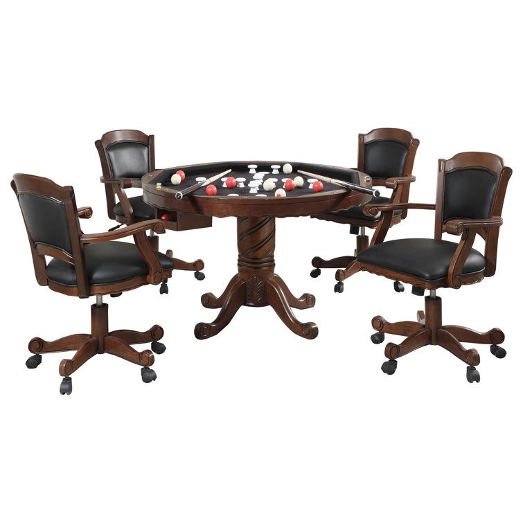 Tobacco and Black 48" Wood and Felt Game Table Set