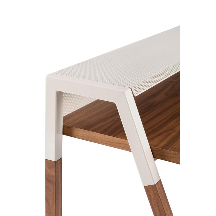 Walnut and Putty Grey Modern Cant Desk