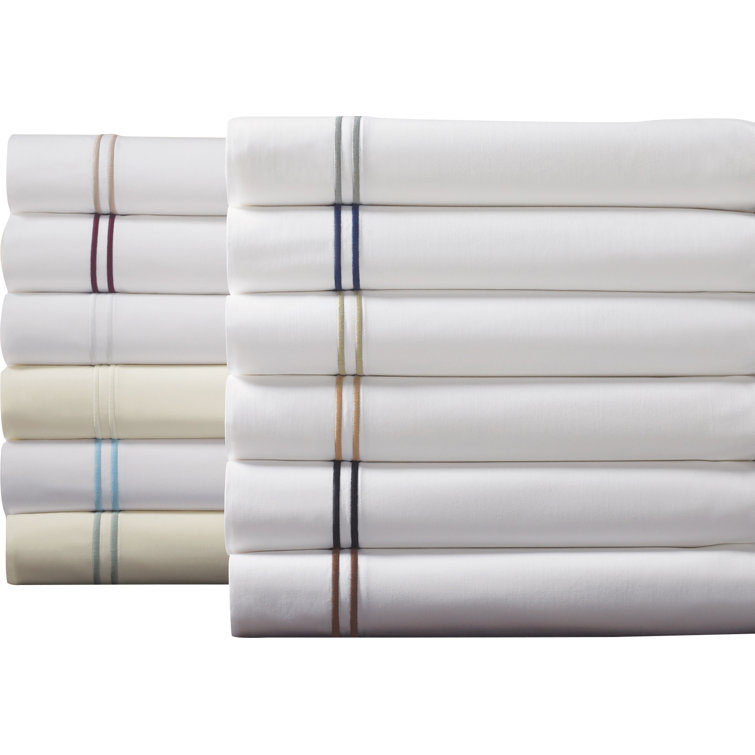 Twin White Egyptian Cotton Embroidered Percale Sheet Set