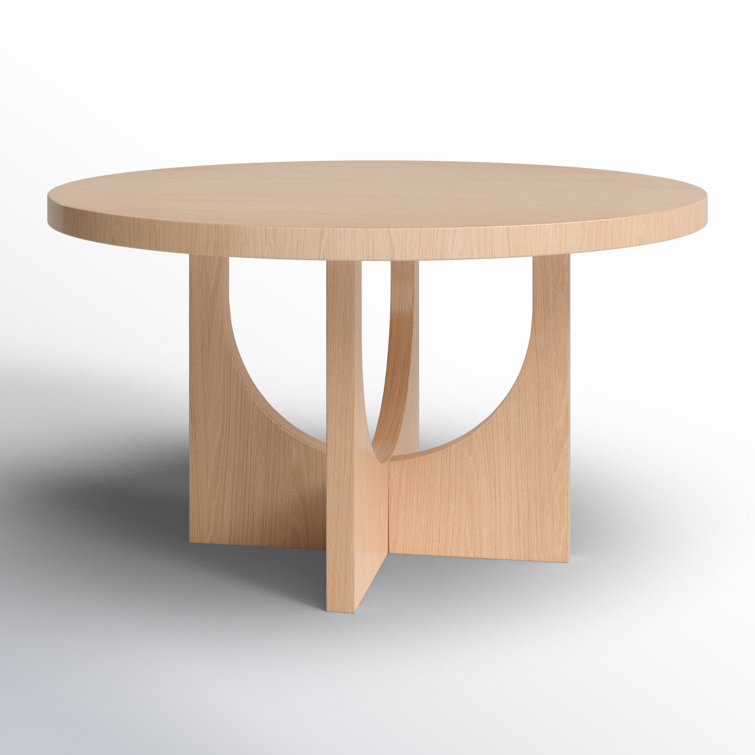 Tech Oak Round Dining Table with Interlocking Pedestals