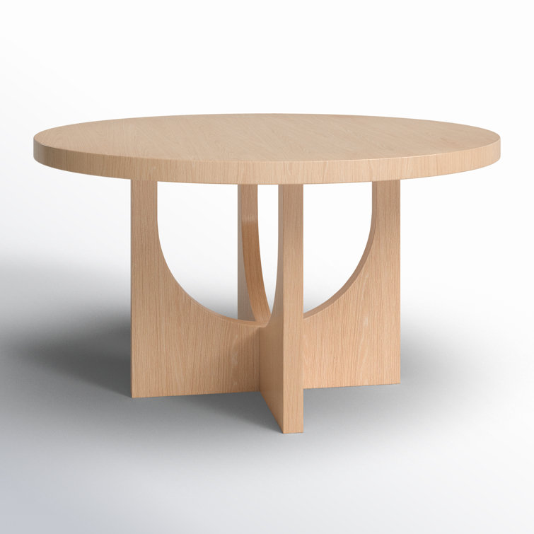 Tech Oak Round Dining Table with Interlocking Pedestals