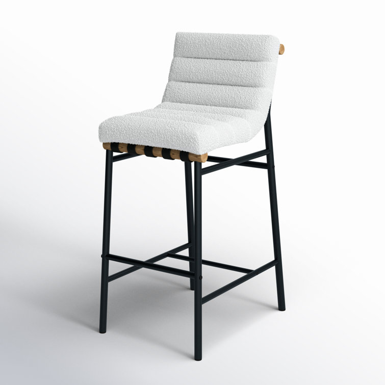 Cream Boucle Fabric and Metal Counter Stool