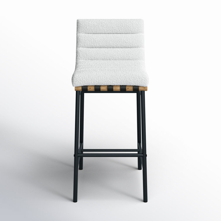 Cream Boucle Fabric and Metal Counter Stool