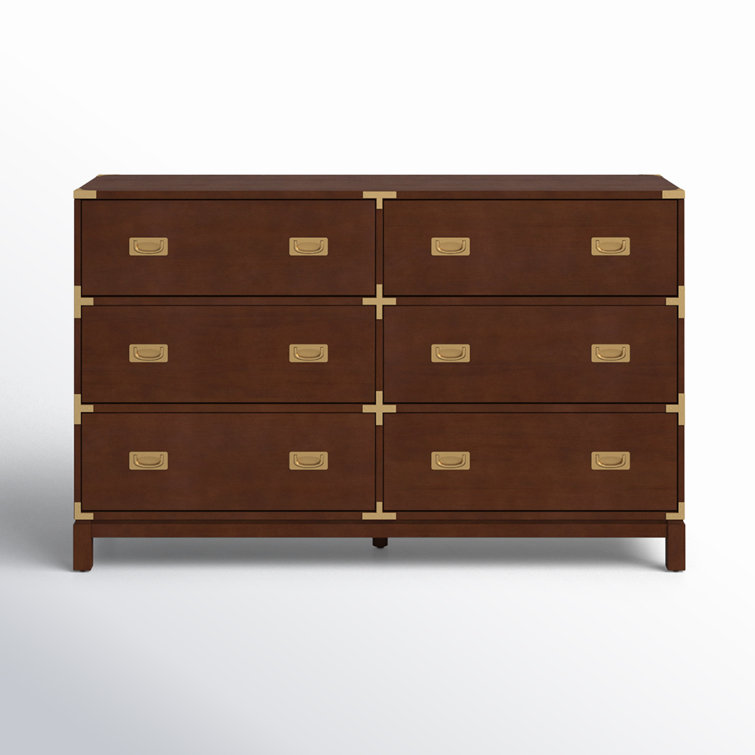 Espresso Double Dresser with Soft Close Drawers and Gold Accents