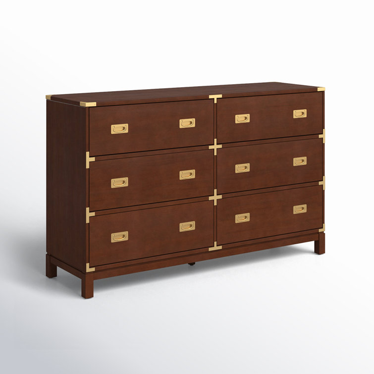 Espresso Double Dresser with Soft Close Drawers and Gold Accents