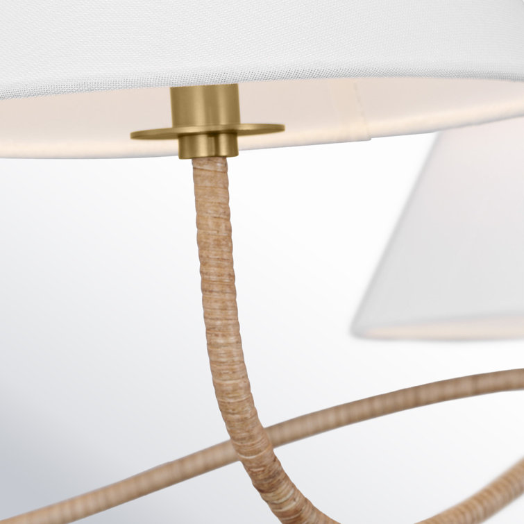Burnished Brass 5-Light Chandelier with White Linen Shades