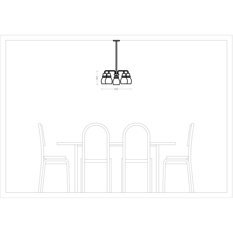 Midnight Black 5-Light Chandelier with Clear Seeded Glass Shades