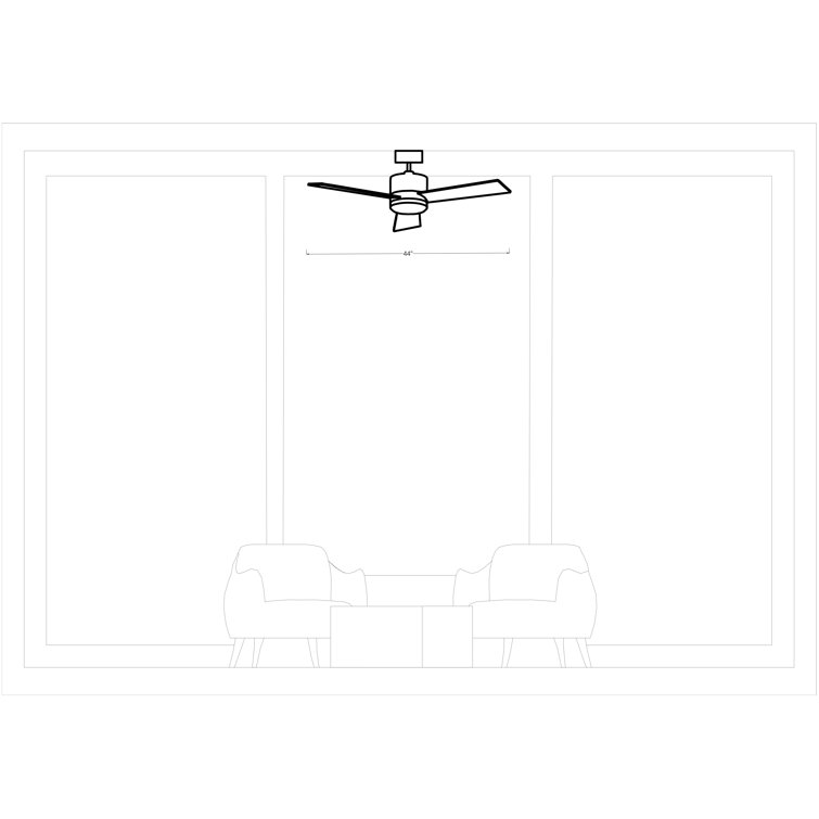 Adna 44'' Brushed Silver Ceiling Fan with Light Kit and Glass Shade