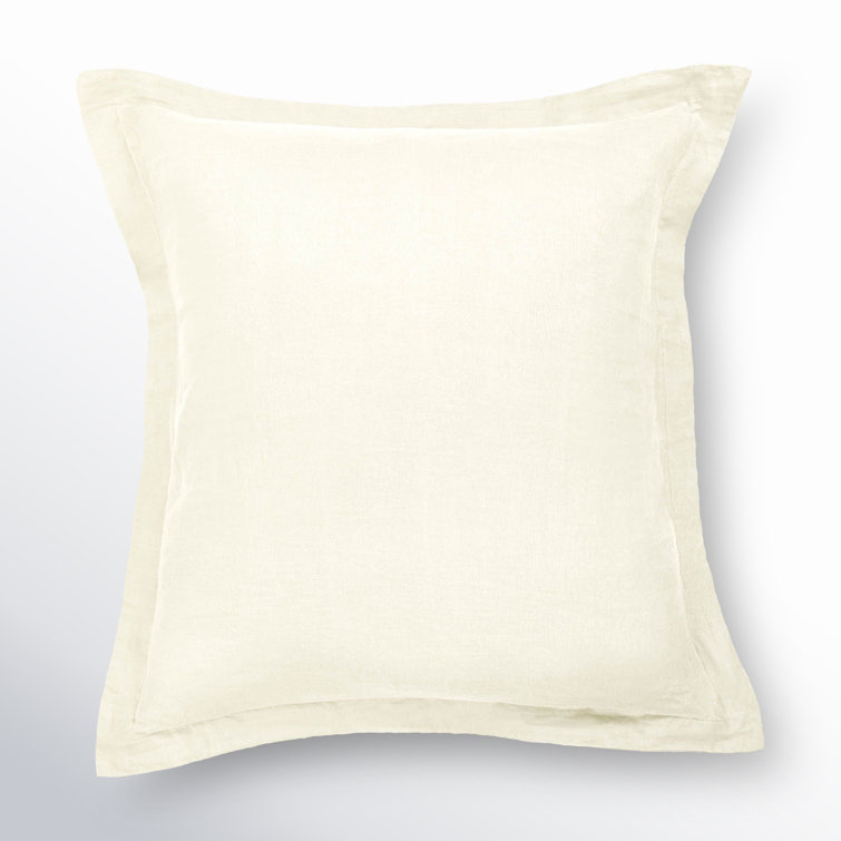 Cream French Linen Flanged Euro Sham 27.5" x 27.5"