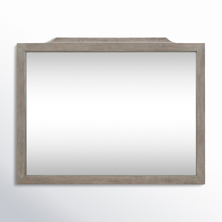 Transitional Pewter Gray Wood Rectangular Dresser Mirror