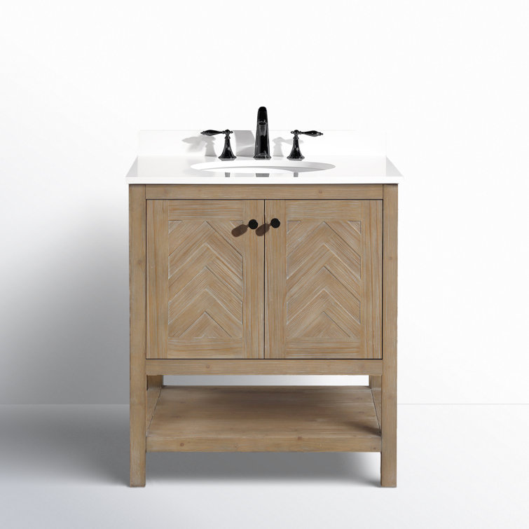Savannah 30'' Weathered Fir Single Bathroom Vanity with Quartz Top