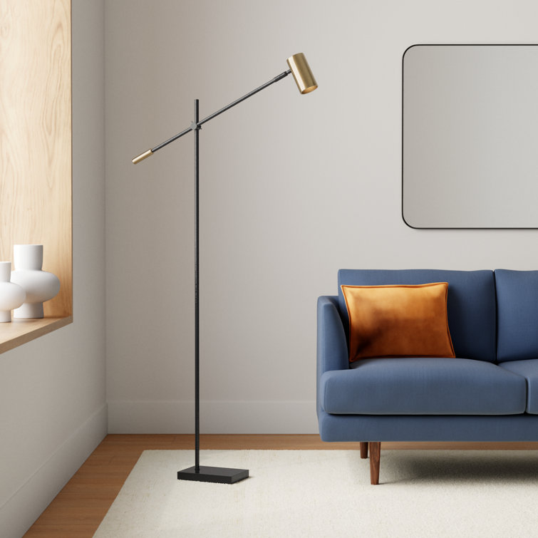 Collette 58'' Adjustable Black & Antique Brass LED Task Floor Lamp