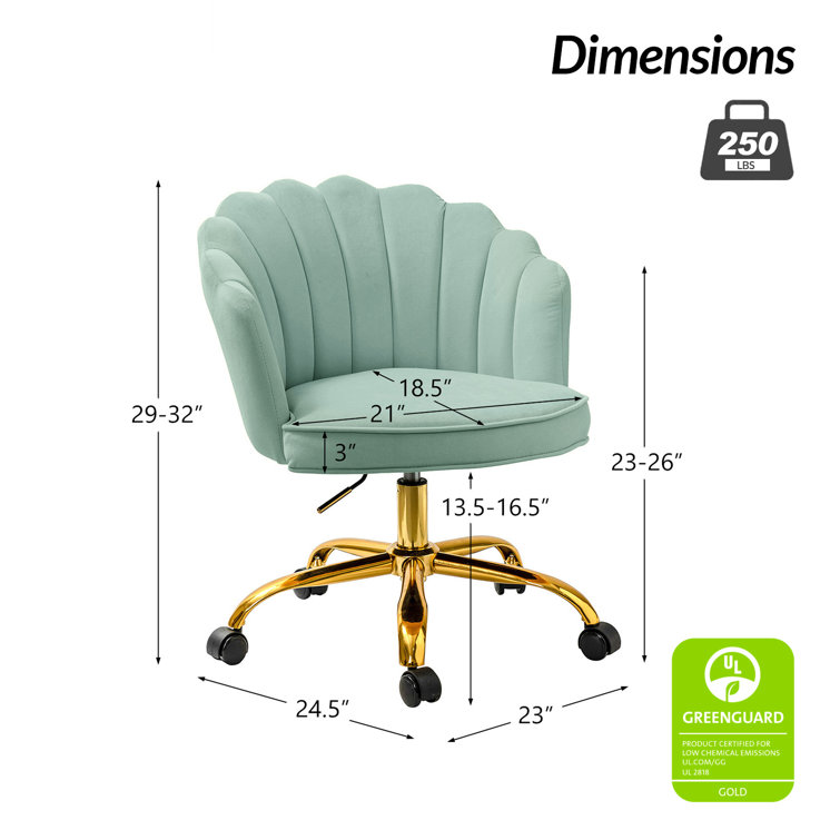 Sage Velvet and Gold Task Chair with Tufted Back