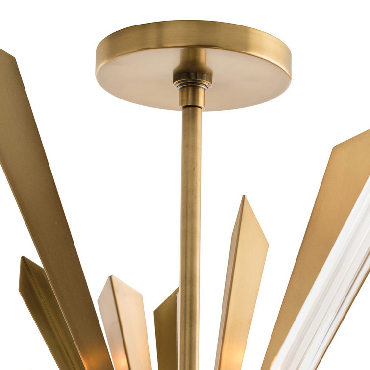 Antique Brass 8-Light Sputnik Chandelier with Glass Accents