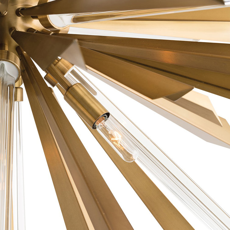 Antique Brass 8-Light Sputnik Chandelier with Glass Accents