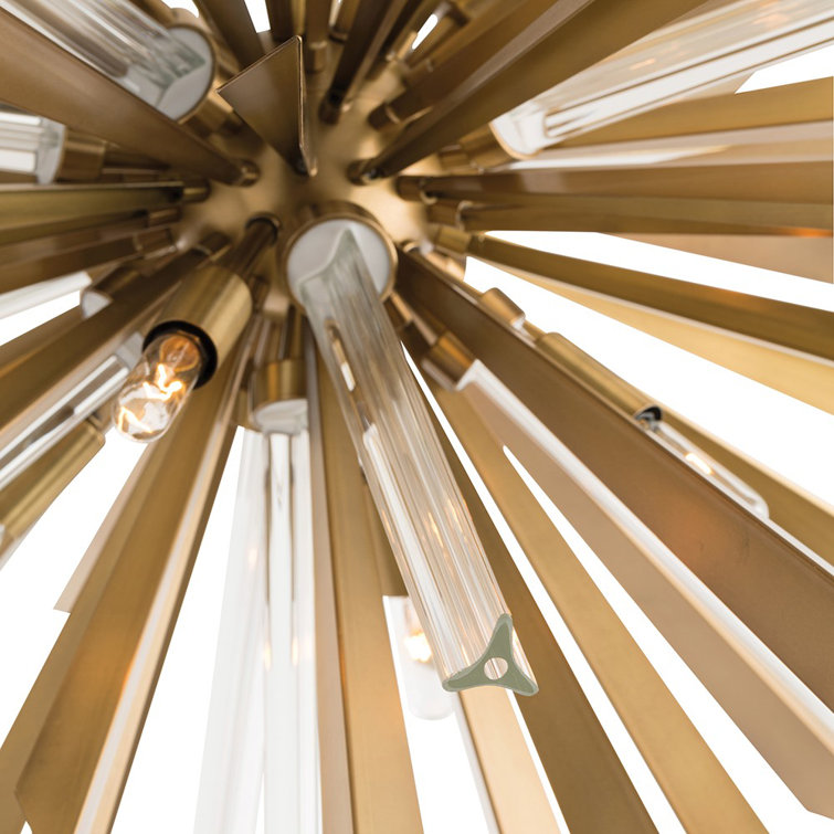 Antique Brass 8-Light Sputnik Chandelier with Glass Accents