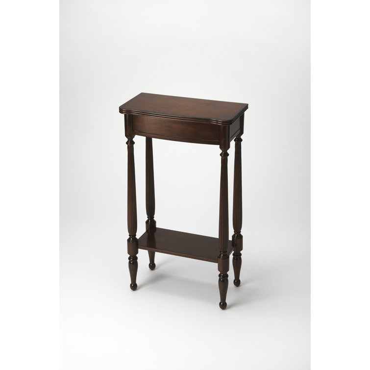 Cherry Wood Demilune Console Table with Storage